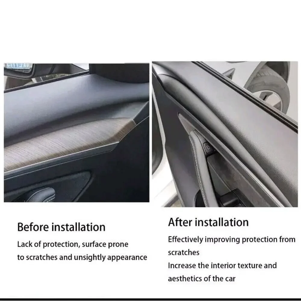 2Pcs/set Inner Front Door Trim Panel Armrest Wrap Cover ABS for Tesla Model Y 3